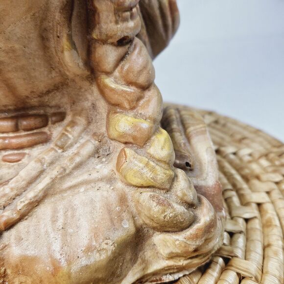 Vintage Native American Indian Woman Statue Swirl Clay Resin Carved Sculpture - Picture 15 of 16